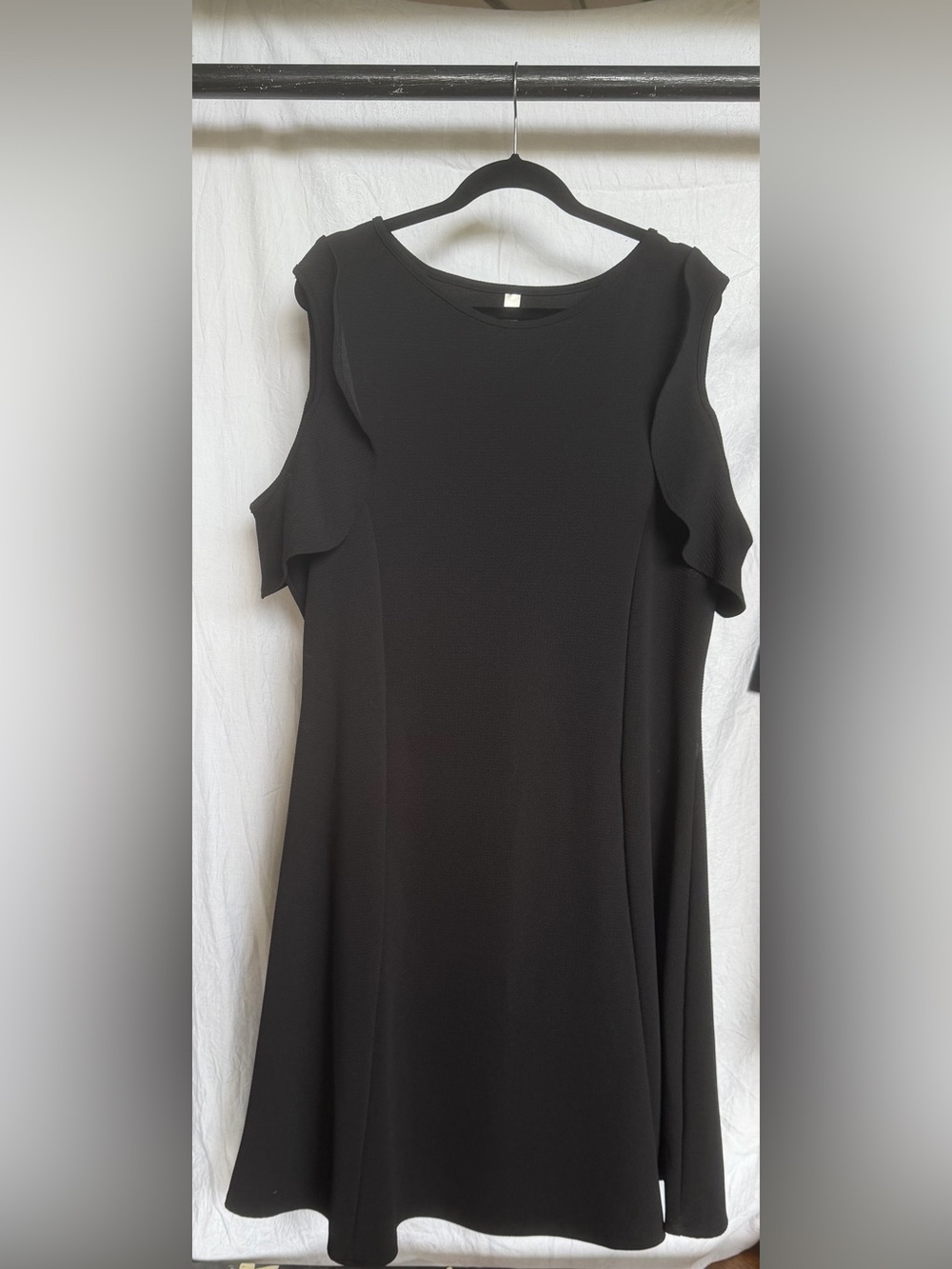 Black Cold-Shoulder A-Line Dress
